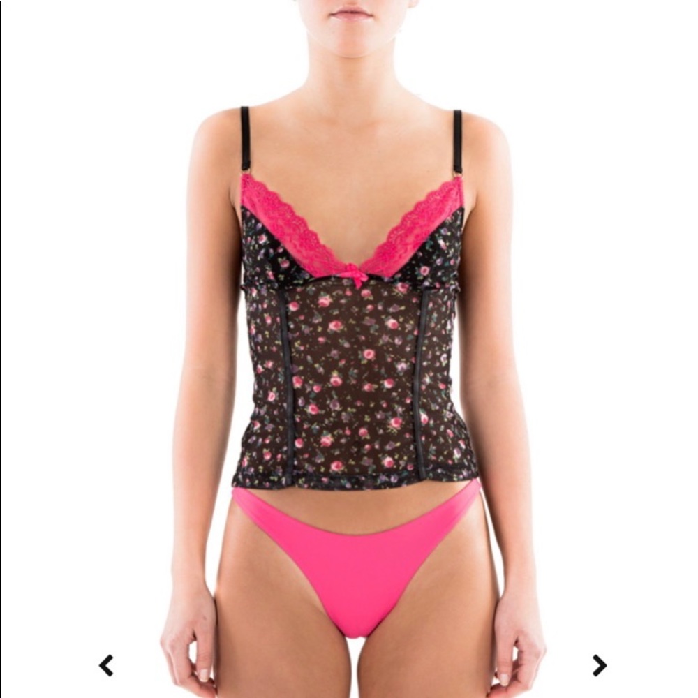 Bamba Swim Dionne Cami in black hot pink floral 🖤